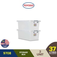 TOYOGO Storage Box with Lid - Translucent 9708 (37L) [2 units]