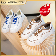【LaLa】Korean White Rubber Shoes for Women Fashion Casual Chunky Low Cut Runing Sport Women's Sneaker