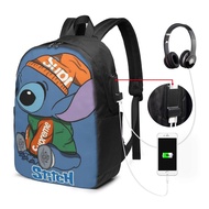 Disney Lilo &amp; Stitch Backpack Laptop USB Charging Backpack 17 Inch Travel Backpack School Bag Large Capacity Student School Bag
