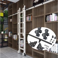 10FT(300cm) Retractable Sliding Library Hardware Kit No Ladder,Round Tube Rolling Ladder Track, Fl