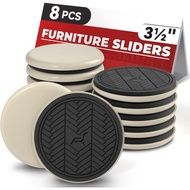 Furniture Sliders for Carpet – 8 PCS 3½" Reusable Moving Pads for Carpeted Floors, Heavy Duty Furnit