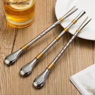 ItalianCulture Drinking Straw Yerba Mate Tea Spoon Drinkware Stainless Steel Reusable Straws Metal W