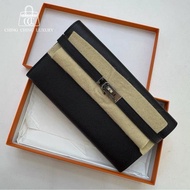 🌈Hermes🧡Kelly Wallet🧡黑色銀扣🌟全新未使用🌟Epsom皮🌟