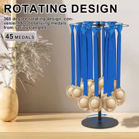 Metal Medal Rack Tabletop Medal Holder about 45 Medals Capacity Medal Display Holder for Sports Rota