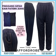 Seluar Panjang Pinggang Getah Kain Ala Jeans Ringan Denim Saiz Besar/Plus Size Big Stretchable Long 