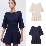 V Neck Backside Tweed MIni Dress 80205 (TENC)