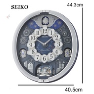 SEIKO Analogue Silver Plastic Case White Grey Dial Melodies in Motion Wall Clock QXM379S