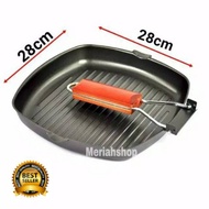 Square Grill Pan 28cm X 28cm Multipurpose Folding Pan Teflon Steak Grill