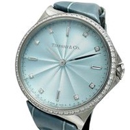 TIFFANY & Co. Metro Diamond Bezel/Crown 6087485 手錶，不鏽鋼/皮革，石英機芯，蒂芬妮藍色錶盤