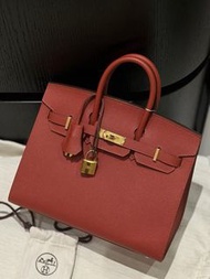 絕版Hermes Birkin 25 Epsom sellier GHW外縫威尼斯紅金扣