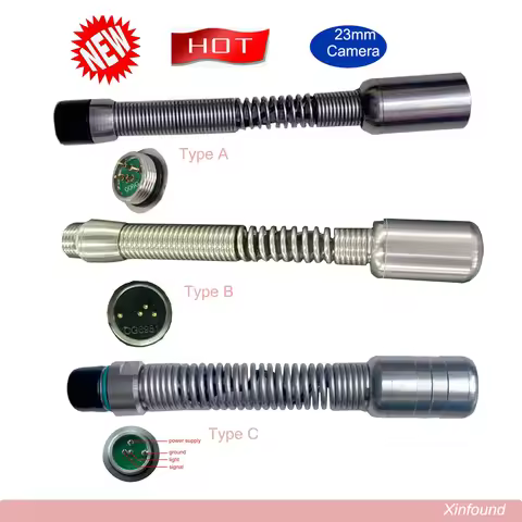 23mm Soft Springs Type A B C Pipe Drain Sewer Inspection Camera Head Replacement With 12pcs LED Ligh