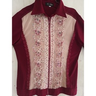 KEMEJA Women's MAROON TOP SHIRT, FULL SEQUENCE, NO RETURNS