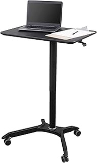 Stand Up Desk Store Pneumatic Adjustable Height Rolling Mobile Laptop Standing Desk Cart (Black Frame/Black Top, 28" Wide)