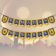 Ramadan Mubarak Blue Color Banner Hari Raya Deco Wall Deco Happy EID Decoration Home/Office/Room/Party