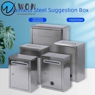 WON Mailbox, Waterproof 3 Sizes Letter Box, Portable Stainless Steel with Locks Ballot Box Outdoor