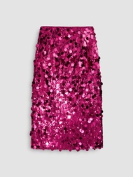 Cider Sequin Mid Waist Split Midi Skirt