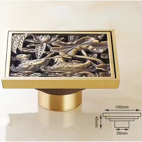 Euro Floor Drains 10cm Antique Brass Shower Floor Drain Bathroom Deodorant Euro Square Floor Drain S