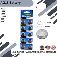 AG13/LR44/SR44/L1154/357/A76 Alkaline Batteries Button Cells