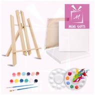 Kids Acrylic Painting Kit with Wood Table Easel Canvas Children Day Gifts