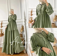 Andini Dress Bahan Crinkle Airflow gamis crinkle terbaru 2023 premium jumbo dress Rempel wanita Bahan baju kondangan wanita modern kekinian gamis polos hijab Airflow Premium Jumbo Rubia Import Crinkle Baju Muslim Gamis Remaja Ootd Hijabers Selebgram