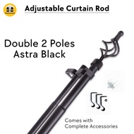 Curtain ROD Telescopic Adjustable Length 2ft to 14ft Single Double Pole Complete SET Accessories