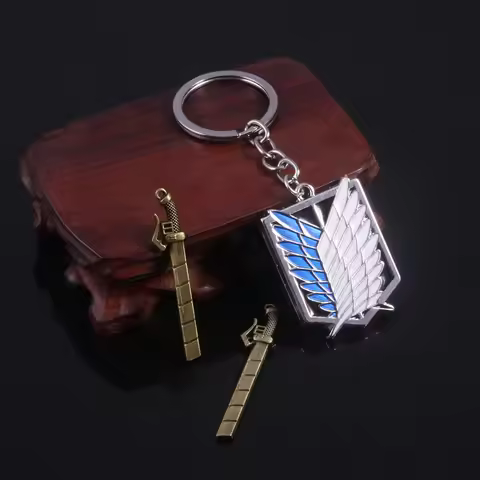 Anime AOT Keychain Shingeki No Kyojin Wings of Freedom Survey Sword Punk Keyring Pendant Women Men J