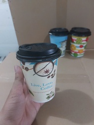 25 - 50 cái ly giấy cốc giấy 360ml - 14oz/12oz kèm Nắp nút bật Đen