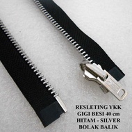 Resleting Zipper YKK Gigi Besi 40 cm / 16 inch Hitam - Silver Bolak Ba