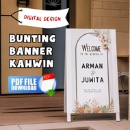 Bunting kahwin digital, Digital Wedding Banner, bunting kahwin murah, Custom Design, Design Banner M