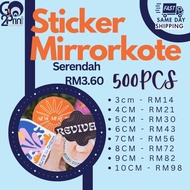Custom Mirror Coat Sticker | Waterproof / transparent/ Glossy Logo / Packaging Label |500pcs| 3–10cm