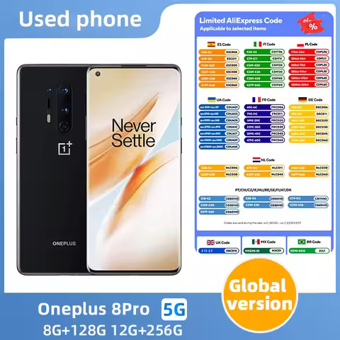 Oneplus 8 Pro 5G SmartPhone CPU Qualcomm Snapdragon 865 Battery capacity 4510mAh 48MP Cameraoriginal