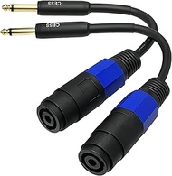 CESS-010 Speakon Female Connector To 1/4 TS Male Adapter Patch Speaker Cable 6 Inches - Female Speak