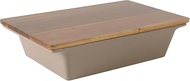 Gibson Elite 2.75-Quart 13.5" x 8.5" Stoneware Baking Dish with Acacia Wood Lid – Taupe Rectangular 
