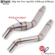 Slip On For Aprilia GPR125 GPR150 With Catalyst Middle Link Tube Motorcycle Escape Exhaust Pipe Modified 51mm interface
