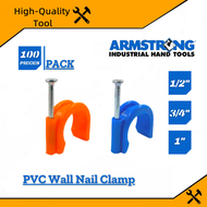PVC Cable Hose Clamp Nail Wall Electrical Wire Pipe Round C Clip Blue / Orange 1/2" ,3/4" ,1" high quality