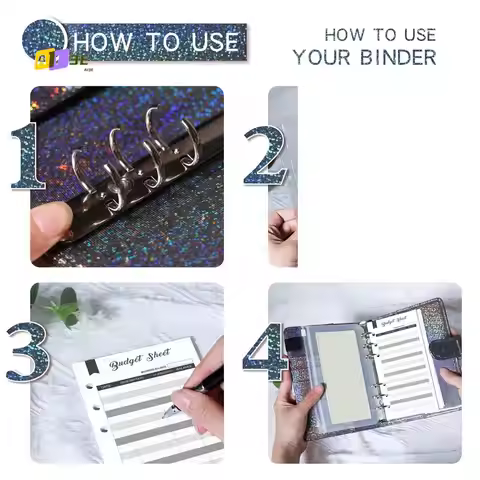 A13E-A6 Budget Planner Binder With Zipper Envelopes Cash Envelopes For Budgeting, Money Organizer Fo