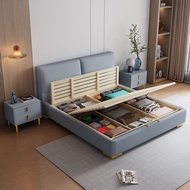 [Sg Sellers]HDB Storage Bed Frame with Storage Drawers Double Bed Bedframe Wooden Bed Queen King Bed Leather Bed Tofu Block Soft Bag Leather Bed Leather High Box Storage Bed