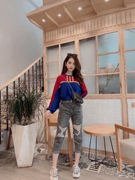 Quần jean nữ BAGGY RÁCH KIỂU 3166 - MÀU XÁM RÁCH ST1-10