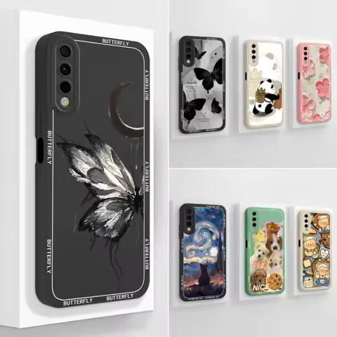 Popular Flower Bear Phone Cases For Huawei Y9s Coque Liquid Shell For Huawei Y9 Y9 Prime (2019) Case