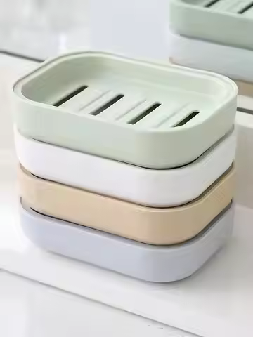 Simple Soap Dish, Draining Soap Tray, Rectangular Plastic Soap Holder, Bathroom Soap Rack, Minimalis