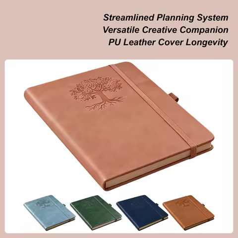 Dotted Journal Retro PU Leather Hardcover Diary Leather Journal for Planning Writing Note-Taking Tra