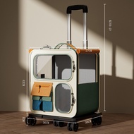 Cat Cat Pet Cat Wheel Cat Cage Trolley Case Transparent Backpack Cat Bag Large Capacity Luggage Pet 