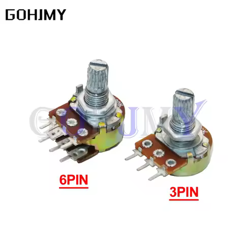 5pcs WH148 B1K B2K B5K B10K B20K B50K B100K 3PIN 6PIN 15mm Shaft Amplifier Dual Stereo Potentiometer
