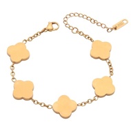 Fashtour Clover Lucky Bracelet for Women, 18K Gold Plated, Four Leaf Clover White Bracelet, Cute Lin