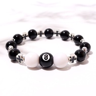 Billiard Black Ball 8 Beads Bracelet Men Women Handmade Cross Lucky Elastic Bracelet Male Hip Hop Je