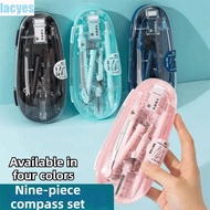 LACYES 9Pcs/Set Math Geometry Kit, Straight Ruler Protractor Multi-Function Ruler Set, Essential Too