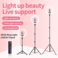 14 Inch / 36CM LED Light, 3 Color Styles, Built-in Cell Phone Clip, with 210CM Tripod / LED Ring Lig