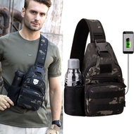 Tactical USB Sling Bag Army Military Molle Shoulder Chest Bag Outdoor Airsoft Hiking Hunting Waterproof Camouflage Backpack