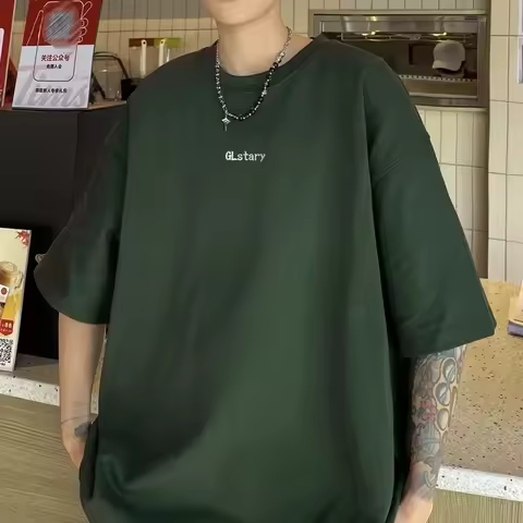 Men's Cotton T-shirt White Mens Summer T Shirts Fashion 3XL Oversized Tee Shirts Casual Letter Print