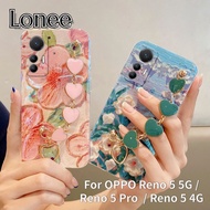 For OPPO Reno 5 5G OPPO Reno 5 Pro OPPO Reno 5 4G Crossbody Bracelet Phone Case , Bluray Glitter Oil Painting Flower Diamond Soft Cover Case